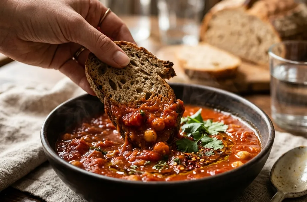 Geroosterde Tomaten-Basilicumsoep met Harissa